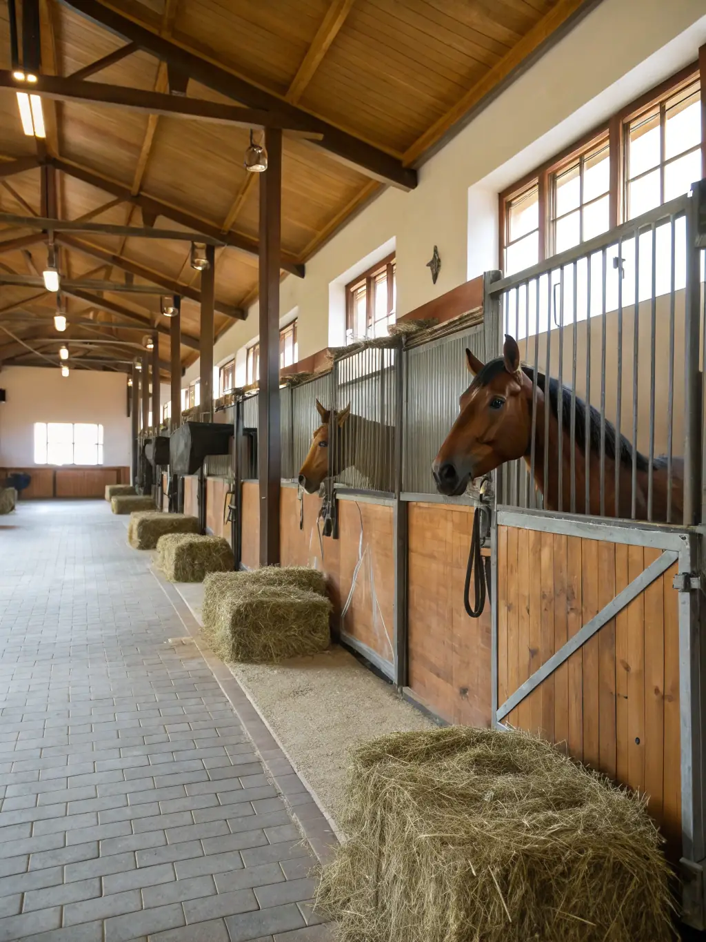 An image of volunteers assisting with horse care and stable management, showcasing the collaborative and supportive environment at the equestrian center.